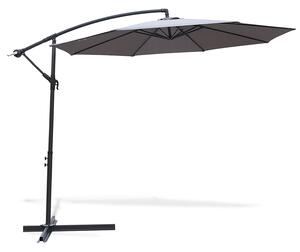 Ombrellone Lampara da Giardino Palo Laterale Ø300x245 cm in Acciaio e Poliestere Grigio Kios