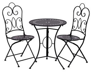 Set Bistrot Tavolo e 2 Sedie da Esterno in Ferro Nero Provence Breakfast