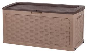 Baule Multifunzione da Giardino 116x56,3x58,3 cm in Plastica PP Marrone