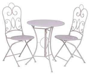Set Bistrot Tavolo e 2 Sedie da Esterno in Ferro Bianco Provence Breakfast