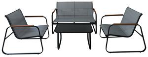 Set Salotto da Giardino 4 Posti Tavolino con Top in Vetro Nero Saint Martin