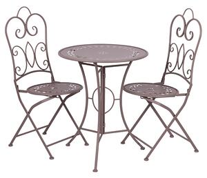 Set Bistrot Tavolo e 2 Sedie da Esterno in Ferro Tortora Provence Breakfast