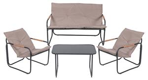 Set Salotto da Giardino 4 Posti con Cuscini Imbottiti Nero Tortora Cannes