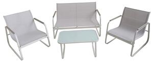 Set Salotto da Giardino 4 Posti Tavolino con Top in Vetro Bianco Saint Martin