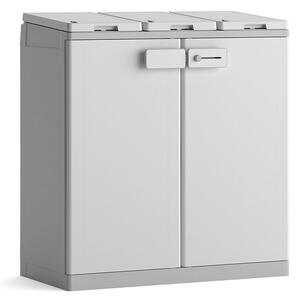 Armadio Pattumiera Differenziata 2 Ante 94x45x87 cm Keter Recyclo Basic Grigio e Bianco