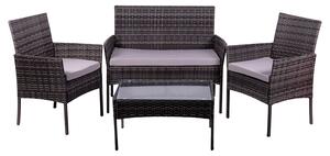 Set Salotto da Giardino 4 Posti Effetto Rattan Antracite Rodi