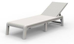 Lettino da Giardino Prendisole 187,5x58x29 cm Reclinabile in 4 Posizione Keter Mallorca Effetto Juta Bianco