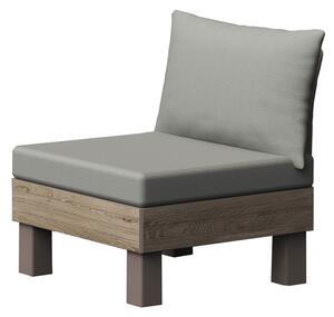 Seduta Modulare Keter Elements con Schienale e Cuscino Verde Muschio 65x74x80 cm Effetto Legno Ashwood e Cappuccino