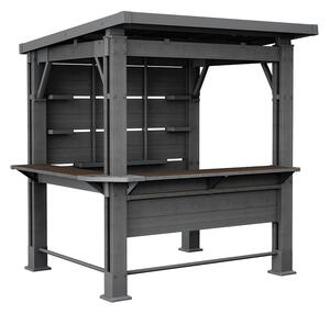 Gazebo Struttura Bar Keter Signature Bar 230x200x238 cm in Resina Effetto Legno Grigio Grafite e Noce