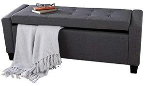 Cassapanca Pouf Contenitore Panca Fondoletto 110x40x40 cm in Tessuto Grigio Scuro
