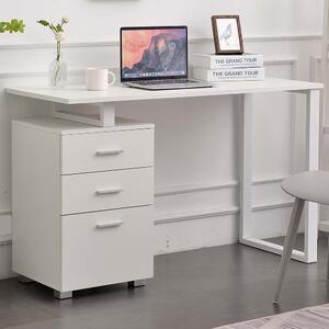 Scrivania con Cassettiera 120x50x75 cm in MDF e Acciaio Bianco