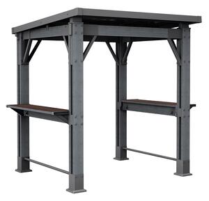 Gazebo da Giardino per BBQ Keter Signature Grill 247x200x238 cm in Resina Effetto Legno Grigio Grafite e Noce
