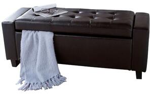 Cassapanca Pouf Contenitore Panca Fondoletto 110x40x40 cm in Legno e Eco Pelle Marrone