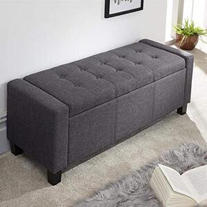 Cassapanca Pouf Contenitore Panca Fondoletto 110x40x40 cm in Tessuto Grigio Scuro