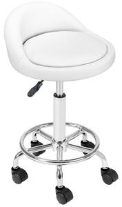 Sgabello Seduta imobottita e Schienale Basso con Ruote Base Acciaio 360 Bianco