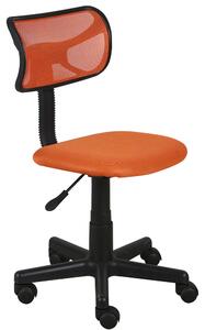 Sedia Girevole 5 Ruote per Ufficio Cameretta con Schienale Ergonomico in Tessuto a Rete Arancio