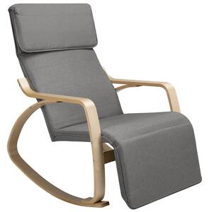 Sedia a Dondolo Poltrona Relax Schienale e Poggiapiedi Regolabile in Cotone Grigio
