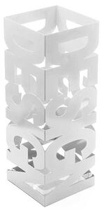 Portaombrelli Design Quadrato 49x15,5x15,5 cm Vaschetta Salvagoccia in Ferro Bianco