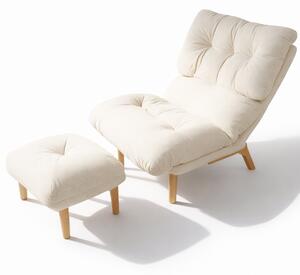 Poltrona Reclinabile con Poggiapiedi Imbottitura Alta Densità Seduta Ergonomica Beige