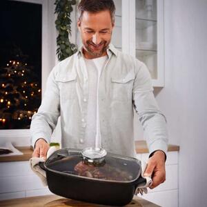 Rostiera Royalty Line Teglia Forno da Arrosto Rettangolare 34 cm Pirofila con Coperchio Vetro Nero