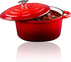 Casseruola con Coperchio Royalty Line Casseruola 24 cm Adatto a Tutti i Fornelli in Ghisa Rosso