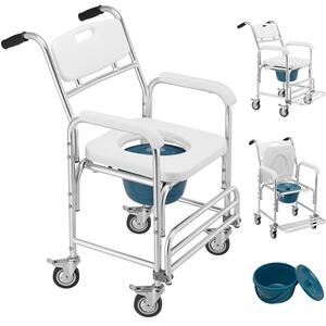 Sedia a Rotelle Impermeabile per Anziani Disabili con WC Coperchio Seduta Comoda