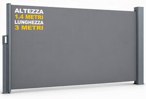 Tenda Sole Laterale Retrattile 140x300 cm Telo Frangivista Avvolgibile in Poliestere Grigio