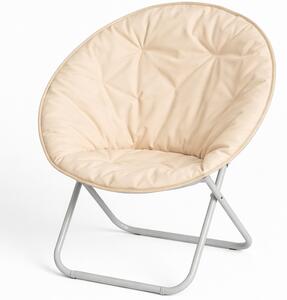 Poltrona Relax Ergonomica Pieghevole Salvaspazio Moon 60x78x78 cm Sedia Regista Imbottita Beige