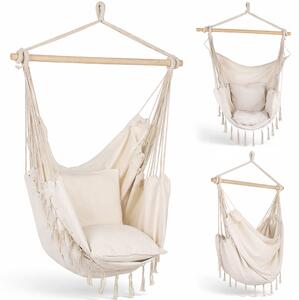Amaca Poltrona da Giadino 100x75x130 cm con Cuscino Sospesa Bianco