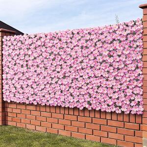 Siepe Artificiale Sintetica 1x 3 m Rotolo Rete Anticaduta con Fiori Rosa