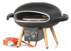 Forno a Gas Easy Pizza Piatto Girevole Ø30 cm in Pietra Refrattaria e Struttura in Acciaio Nero