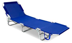 Lettino da Giardino Capri 190x58x24,5 cm Pieghevole in Textilene Blu