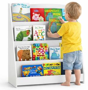 Libreria Montessoriana per Bambini 80x30x88 cm Scaffale in Legno Bianco