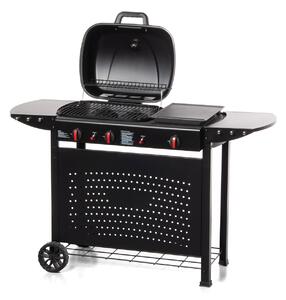 Barbecue a Gas Cheffo a 3 Fuochi Accensione Piezoelettrica 130,5x50,5x93 cm Potenza 8,5 kW in Acciaio Nero