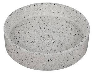 Kamalu lavabo da appoggio rotondo con finitura terrazzo stracciatella | ktere-430str