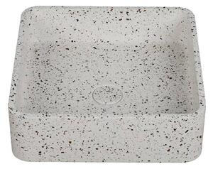 Kamalu lavabo da appoggio quadrato con finitura terrazzo stracciatella | kteri-400str