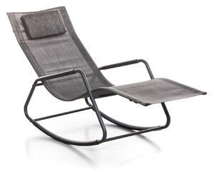 Sedia Sdraio a Dondolo da Giardino Rocking Lounge 143x57x81 cm in Textilene Grigio