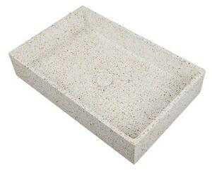 Kamalu lavabo da appoggio rettangolare con finitura terrazzo beige | kterd-600be