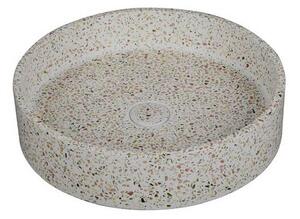 Kamalu lavabo da appoggio rotondo con finitura terrazzo beige | ktere-430be