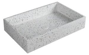 Kamalu lavabo da appoggio rettangolare con finitura terrazzo stracciatella | kterd-600str