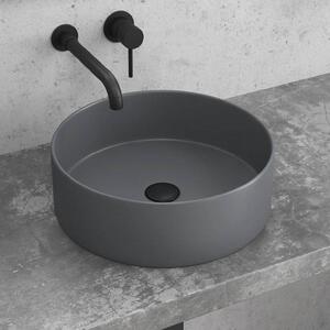 Kamalu lavabo da appoggio rotondo in ceramica grigio opaco 35cm | litos