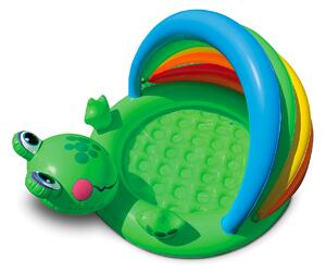 Piscina Gonfiabile per Bambini Piscina Froggy 114x99x69 cm Fondo Gonfiabile e Parasole Verde