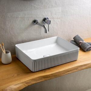 Kamalu lavabo da appoggio rettangolare 50 cm scanalato | kls-5000r
