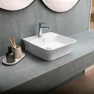 Kamalu lavabo bagno da appoggio design rettangolare 41 cm ceramica bianca | kl-4100