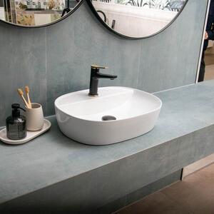 Kamalu lavabo bagno da appoggio design ovale 50.5 cm ceramica bianca | k-litos-505