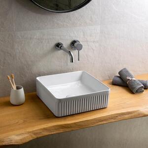 Kamalu lavabo bagno scanalato 36.5 cm in ceramica | kls-3650r