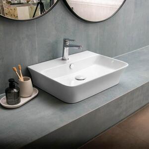 Kamalu lavabo bagno da appoggio design rettangolare 56 cm ceramica bianca | kl-5800