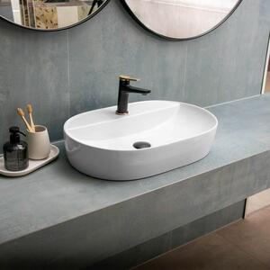Kamalu lavabo bagno da appoggio design ovale ceramica bianca | k-litos-610