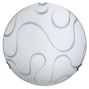 Plafoniera 1xE27 Ganci Cromo Vetro Lastra Bianco Decorato Ondina E-Energy Onda