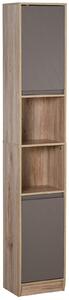 Mobile a Colonna per Bagno in Legno 30x24x170 cm Grigio e Rovere